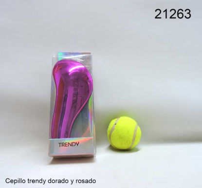 Imagen de CEPILLO TRENDY BRILLOSO DORADO Y ROSA 18CM 8.24